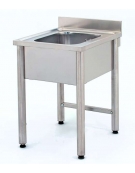 Lavatoio inox gambe tonde 1 vasca senza ripiano Cm.80x70x85/90h