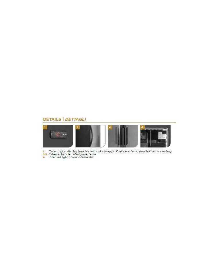 Frigorifero vetrina bibite colore nero 380 Lt. - Luce interna a Led colore  giallo - +1°/+12°C - cm 59,5x60,4x198h 