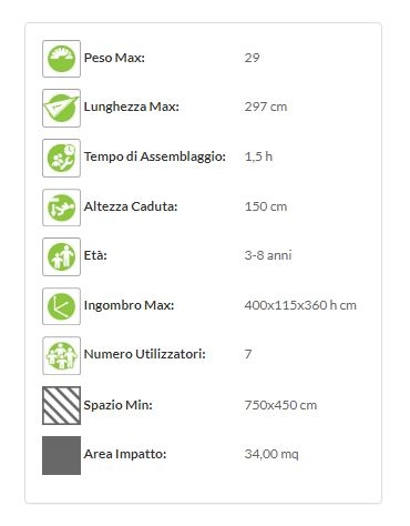 Torretta "zero legno"  salita appigli Dim. 400x115x360 h cm