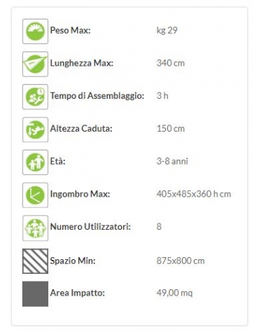 Torretta  "zero legno" scala corda Dim.  405x485x360 h cm