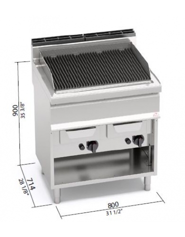 GRIGLIA CON ACQUA A GAS WATER GRILL SU MOBILE CM 80x71.4x90h