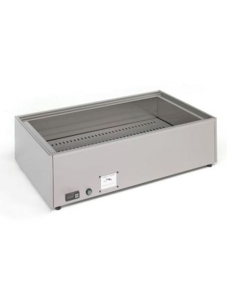 Tavola calda bagnomaria inox 18/10 AISI 304 con rubinetto di scarico - vaschette 1x GN 1/1 h 150 mm