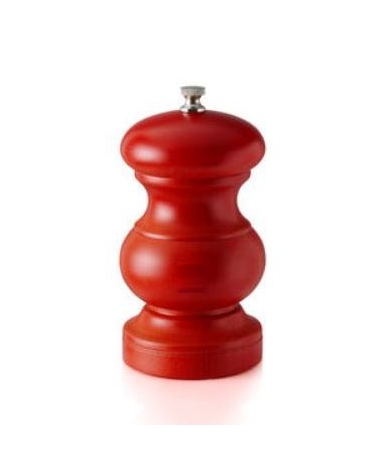 Macina peperoncino manuale in legno - macine in acciaio - Altezza 13 cm - colore Rosso