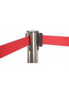 Asta inox lucido con nastro avvolgibile mt.2 Rosso. Altezza 100 cm.