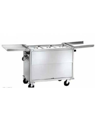 Carrello termico armadiato in acciaio inox bagnomaria 3x1/1 GN cm 130x68x102h