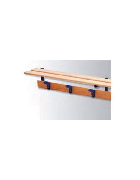 Attaccapanni parete a 3 posti, con piano borse, in acciaio e grucce pvc -  Lungh. cm 100