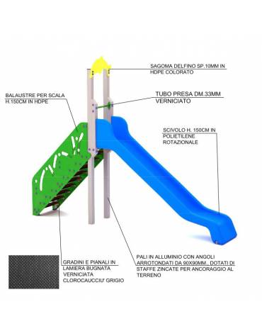 Scivolo Sali&scendi con scivolo in polietilene rotazionale - cm 425x80x335h