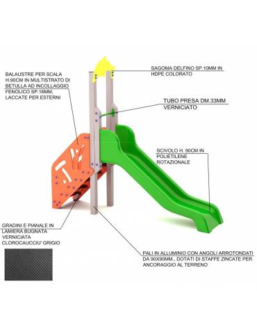 Scivolo Sali&scendi con scivolo in polietilene rotazionale - cm 298x80x265h