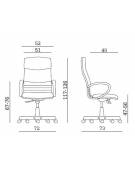 Poltrona direzionale braccioli e base in legno cm 68x74x116/125h