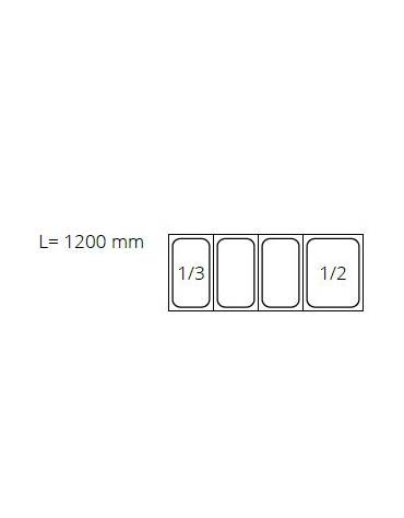 Vetrina refrigerata statica in acciaio inox e vetro - bacinelle GN1/3 -  mm 1200x395x435h