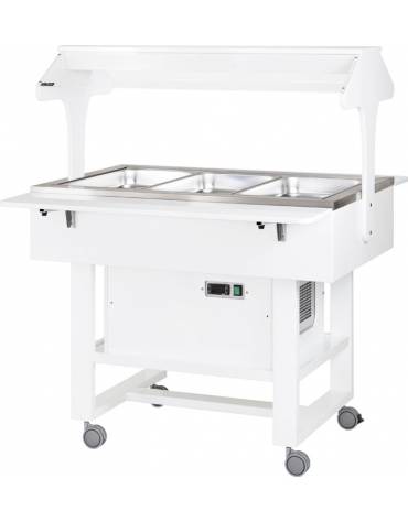 Carrello refrigerato con cupola  in legno colore laccato bianco - temperatura +2° +10°C - cm 111x112x141h