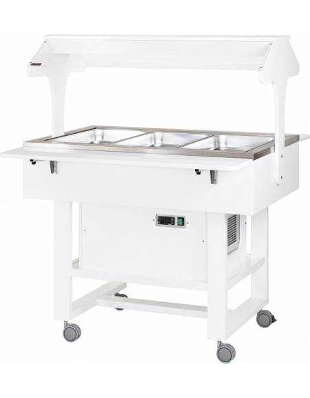 Carrello refrigerato con cupola  in legno colore laccato bianco - temperatura +2° +10°C - cm 111x112x141h