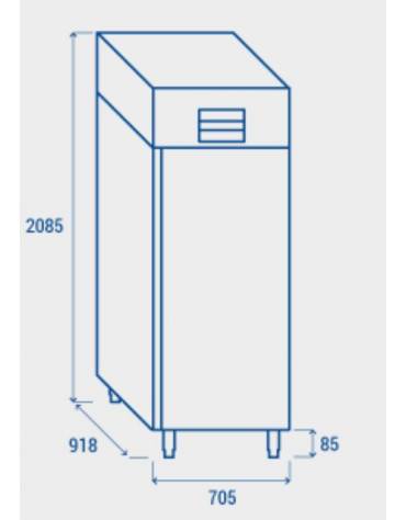 Frigorifero positivo in acciaio inox - refrigerazione ventilata - temperatura +2°+8° C - mm 535x665x1390h