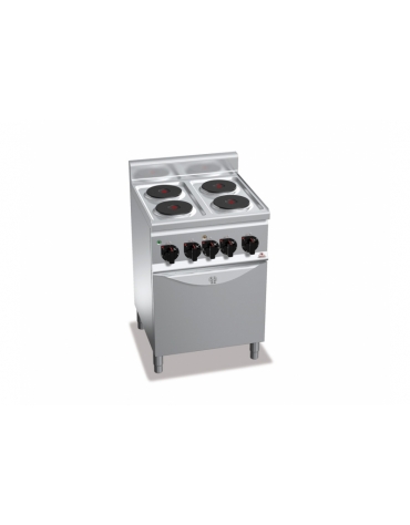 CUCINA ELETTRICA PROFESSIONALE 4 PIASTRE TONDE + FORNO ELETTRICO GN 1/1 A CONVEZIONE - POTENZA11 KW - CM 60X60X90H