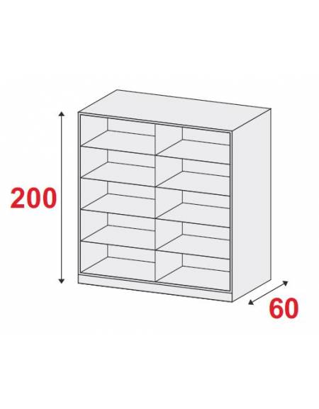 ARMADIO METALLICO A GIORNO cm. 180 x 60x 200 h.