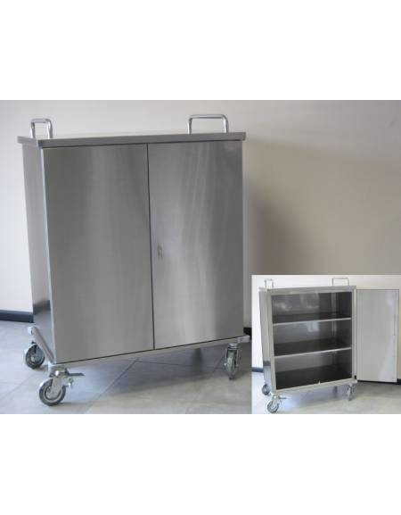 Carrello portastrumenti in acciaio INOX AISI 304 spessore 20/10 4 ruote girevoli Ø cm 8 - cm 60x40x110h