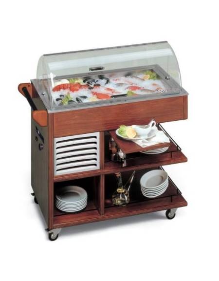 Carrello vetrina refrigerata per pesce cm 101x56x107h