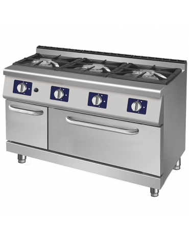 Cucina a gas 3 fuochi in linea su forno a gas-cm.105x70x85h