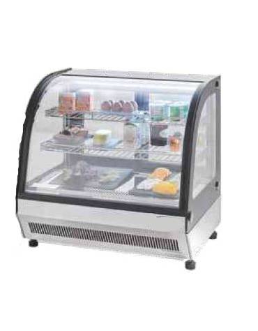 Vetrina refrigerata da banco in acciaio inox - 2 ripiani - 110 Lt - temp. +0°+ 8°C - mm 750x560x680h