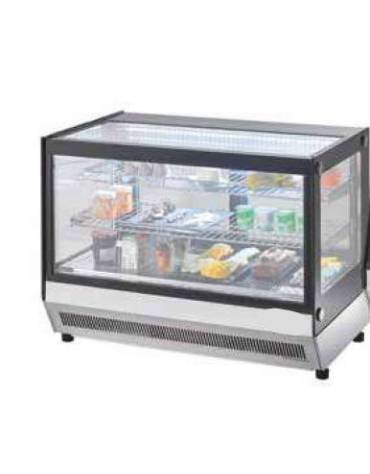 Vetrina refrigerata da banco in acciaio inox - 2 ripiani - 120 Lt - temp. +0°+ 8°C - mm 750x560x680h