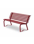 Panchina per parco in metallo con tubo d'acciaio colore ROSSO RAL 3003 cm 150x43x74h