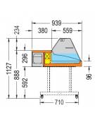 Vetrina refrigerata da appoggio, vetro dritto doppio evaporatore, mensola intermedia in cristallo mm 756x939x530h