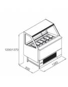 Vetrina gelati ventilata professionale orizzontale vetri curvi - Lunghezza cm 100 - Motore interno