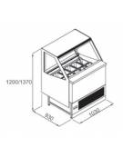 Vetrina gelati ventilata professionale orizzontale vetri curvi - Lunghezza cm 100 - Motore interno