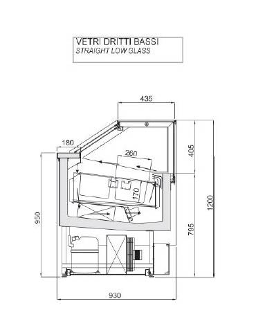 Vetrina gelati ventilata professionale orizzontale vetri curvi - Lunghezza cm 100 - Motore interno