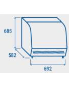 Vetrina espositiva riscaldata da banco in acciaio inox, vetro e porta curvi - capacità 120 Lt. - mm 678xP568xH670h