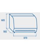 Vetrina espositiva riscaldata da banco in acciaio inox, vetro e porta curvi - capacità 160 Lt. - mm 856x568x670h