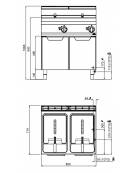 Friggitrice a gas 2 Vasche pulite da lt. 18+18 - Bruciatori fuori vasca - cm 80x71,4x90h