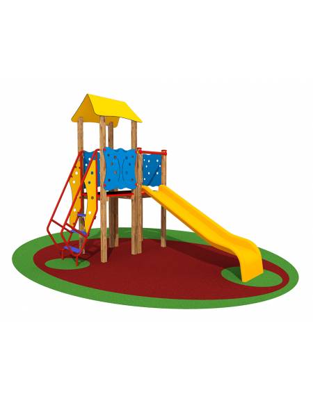 Gioco torretta per bambini in legno con scivolo in vetroresina - Altezza di  caduca cm 80 - Adatto per bambini da 2 a 8 anni 