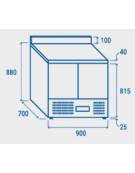 Tavolo refrigerato inox AISI 304, con 2 sportelli GN - temperatura 0/+8°C. - cm 90x70x88,2h