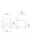 poltrona attesa 1 posto con struttura portante in multistrato cm 87x75x64h