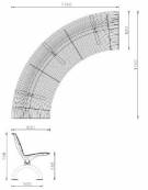 Panchina angolare con schienale, struttura in acciaio inox, seduta rivolta verso verso l’esterno - cm 170x170x78,6h