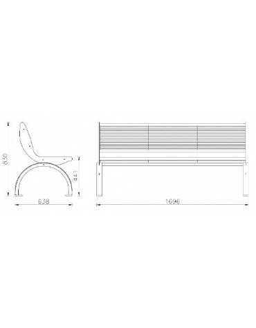 Panchina Athena con schienale. Realizzata in acciaio zincato verniciato. Da tassellare - cm 167,5x64x83h