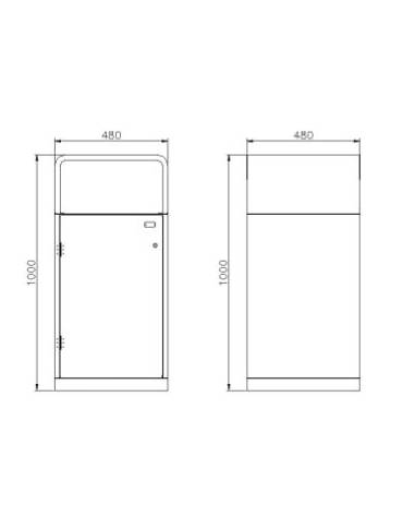 Cestone per la raccolta differenziata a 4 settori in acciaio zincato e verniciato - cm 96x96x100h