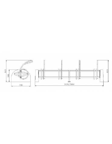 Portabici alto-basso 4 posti, realizzato in acciaio zincato e verniciato, con fianchi in acciaio o cemento - cm 263x67,2/89,6h