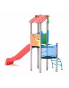 Torre singola teen con tetto, stuttura in alluminio, scivolo in polietilene rotazionale - cm 162x368x337h