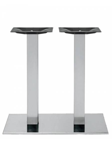 Base quadrata per tavolo, struttura in metallo cromato, per il contract