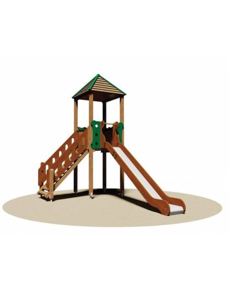 Gioco torretta per bambini in legno con scivolo in vetroresina - Altezza di  caduca cm 80 - Adatto per bambini da 2 a 8 anni 