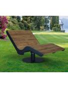 Panchina Chaise longue rotante 360°, in acciaio e doghe in legno di pregio - autoportante - cm 120x175x109h