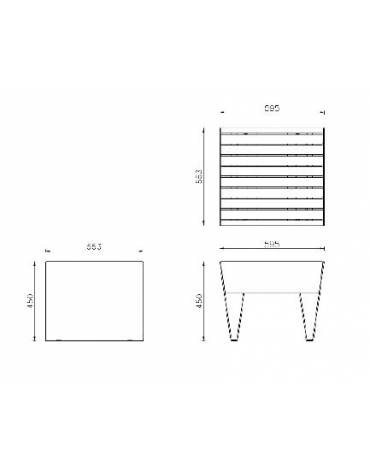 Panchina / sgabello senza schienale dal design elegante, con legno di pregio, finitura zincata verniciata - cm 59,5x58,3x45h