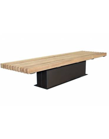 Panchina piana, elegante, con seduta in legno di pino con finitura zincata verniciata - cm 230x55x45h