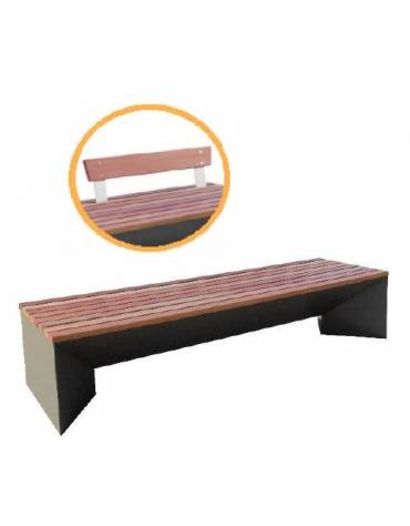 Panchina piana con schinale da cm 180, doghe in legno di pregio e finitura zincata verniciata - cm 230x67,5x47h