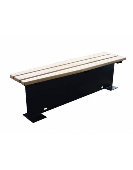 Panchina senza schienale, elegante, con seduta in legno di pregio e struttura centrale zincata verniciata - cm 230x55x45h