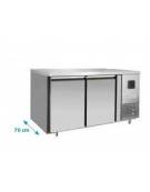 Tavolo Refrigerato ventilato in acciaio Inox - 2 porte - 300 Lt. - temp. -2° +8°C - teglie GN 1/1 - mm 1360×700×850h