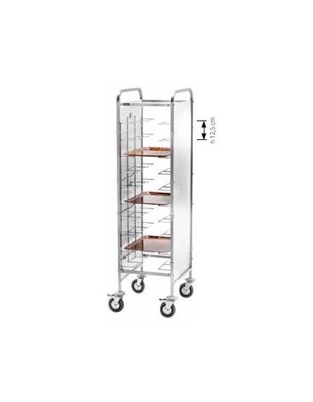 Carrello portavassoi universale inox - 10 vassoi cm 52x62x175h