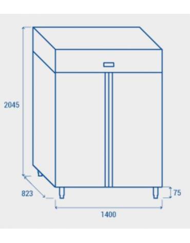 Armadio refrigerato GN 2/1 in acciaio inox AISi 304, refrigerazione ventilata, temperatura -2/+8°C - mm 1250x685x1435h